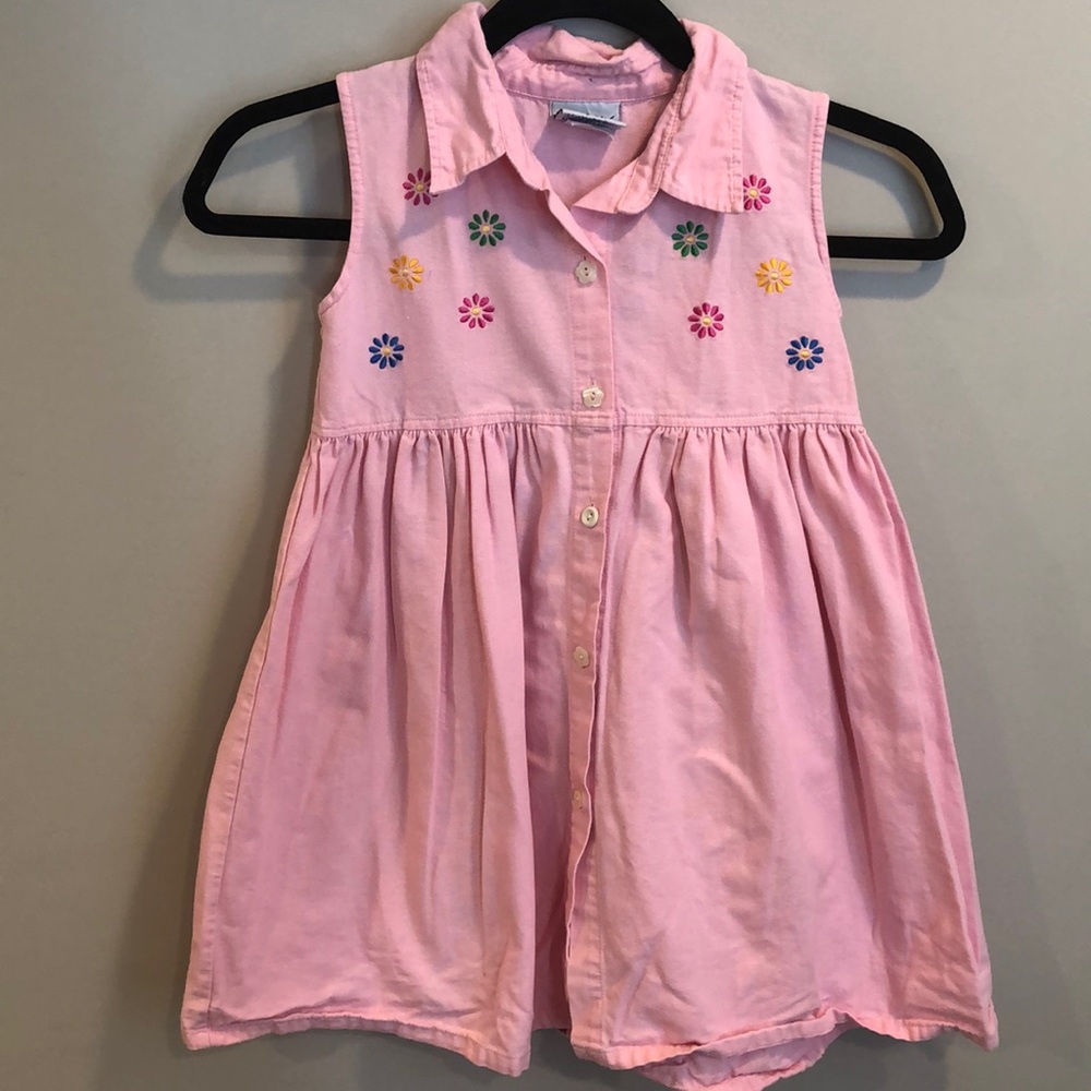 Vintage Samara Pink Sleeveless Shirt Dress Sz 6X